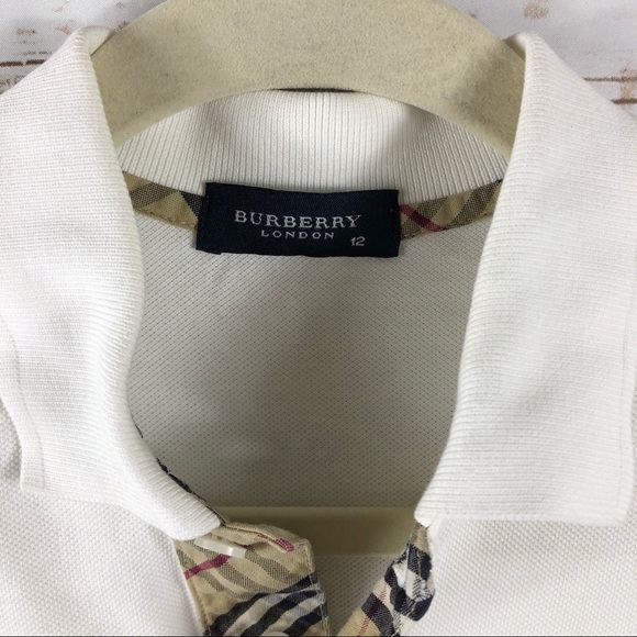 Burberry London white 1/4 button tartan plaid polo - Picture 4 of 8